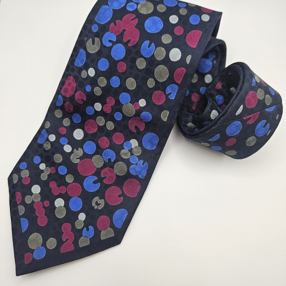 Mila Schon 100% Silk Tie Multicolor Dots Vibrant Colorful‎